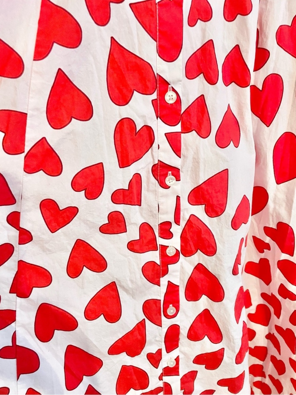 Boden Clara Red Heart-Print Button-Front Maxi Dress Tie Waist Sz US 4R UK 8R- EU - Picture 7 of 14